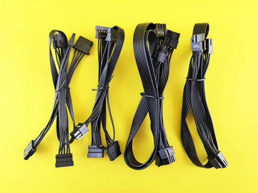 Computer power supply cables are displayed.